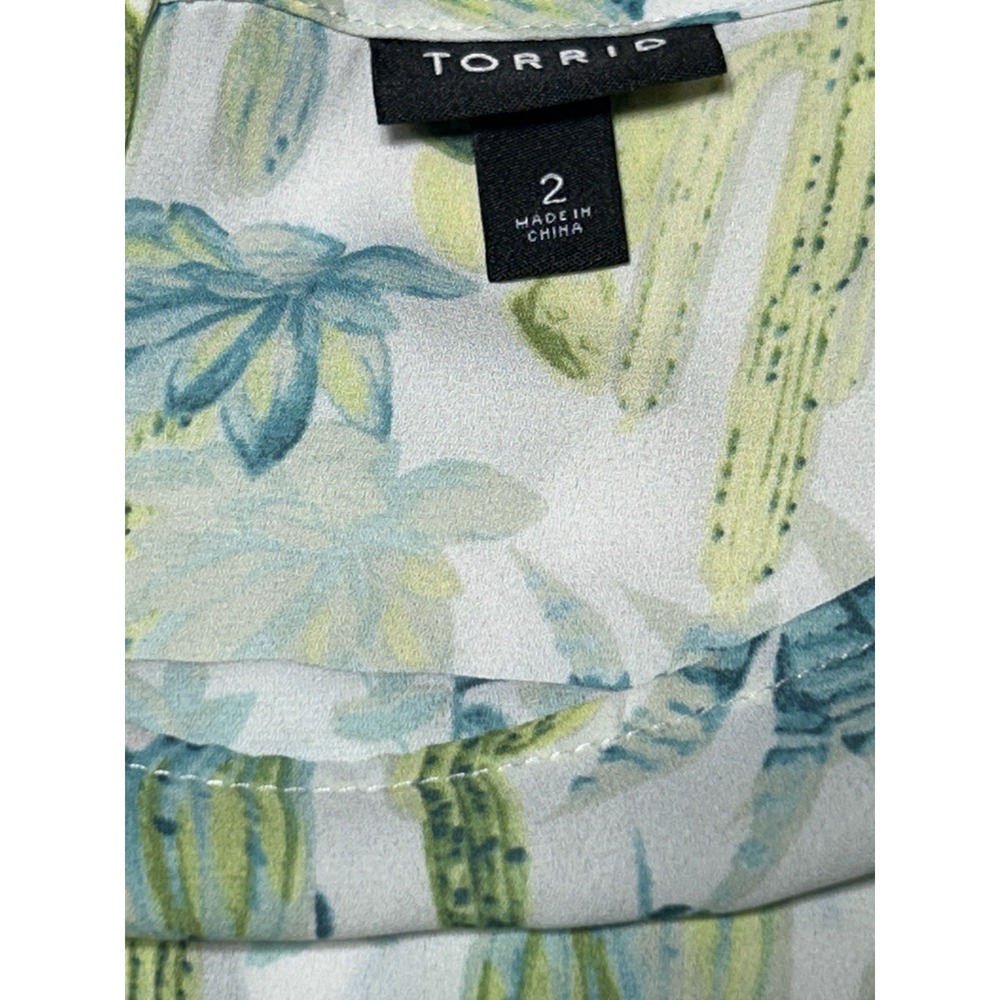 TORRID SIZE 2 Women's Top Blouse Short Sleeve Cactus Sheer Polyester Lightweight - Picture 4 of 10